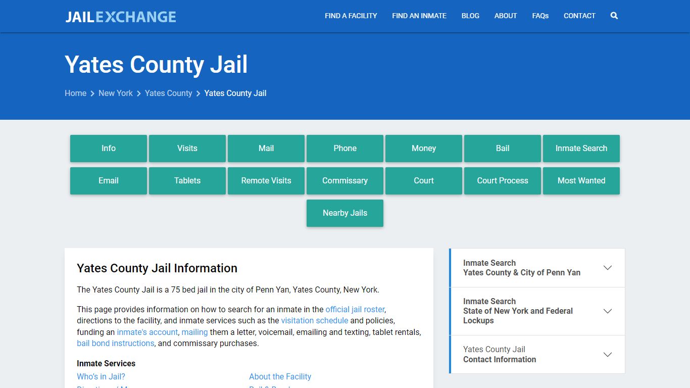 Yates County Jail, NY Inmate Search, Information