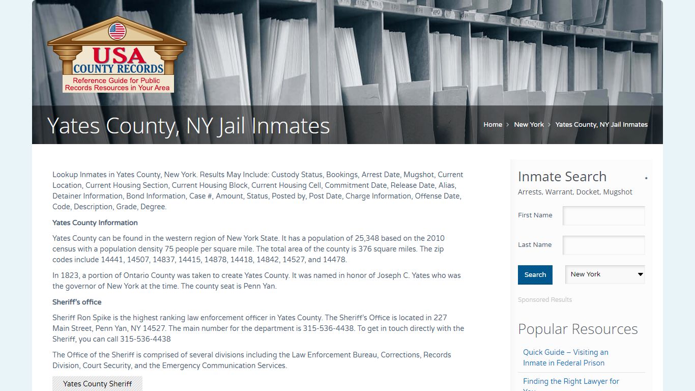 Yates County, NY Jail Inmates | Name Search